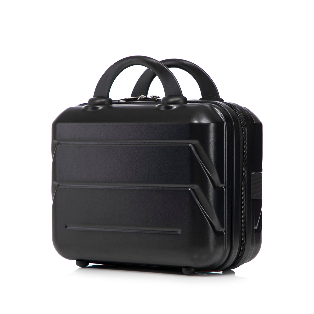 Black hard-shell luggage with dual top handles and zipper closure on Tampa Home & Garden Store