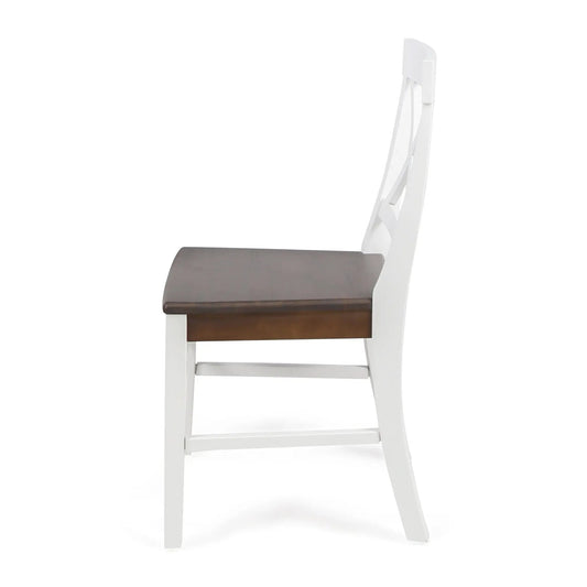Roshan Acacia Wood Dining Chair with white frame and walnut seat on Tampa Home & Garden Store