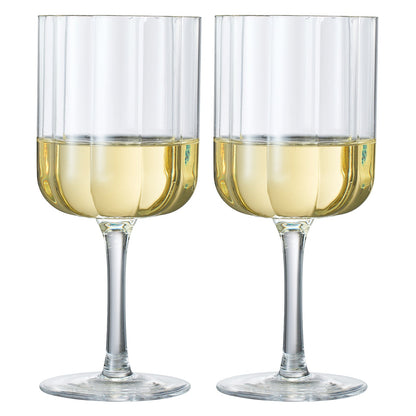 Clear Flower Stemmed Wine Glasses Set Of Two