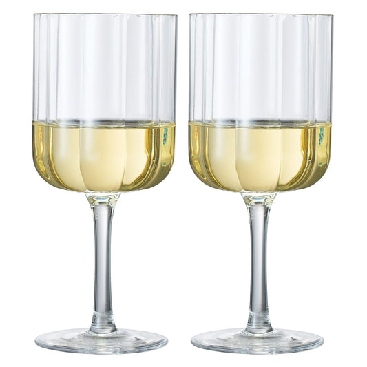 Clear Flower Stemmed Wine Glasses Set Of Two