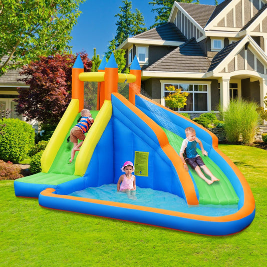 Inflatable Mighty Bounce House Jumper with Water Slide without Blower - Tampa Home & Garden Store