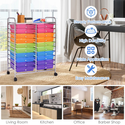 Carrito con ruedas de 20 cajones para almacenamiento y organización de estudio - Multicolor