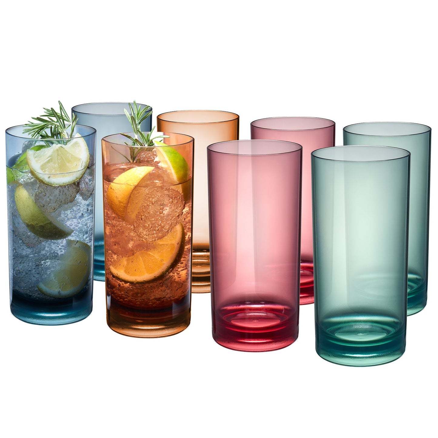 Eze Acrylic Highball Set of 8 Clear Glasses