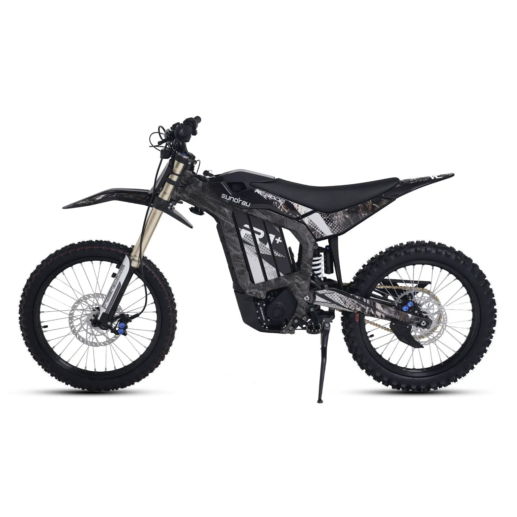 R1+ electric bicycle with camouflage frame, full-suspension, EUNORAU E-BIKE US branding on Tampa Home & Garden Store