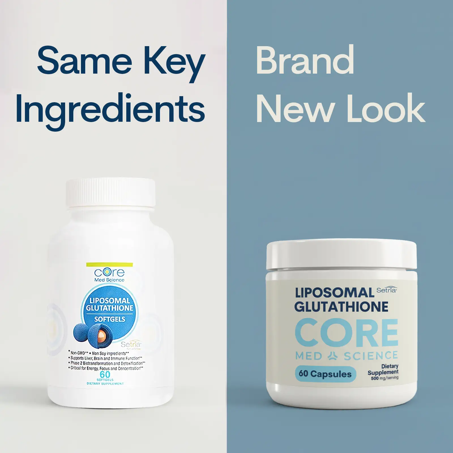 Two liposomal glutathione bottles by Core Med Science on Tampa Home & Garden Store