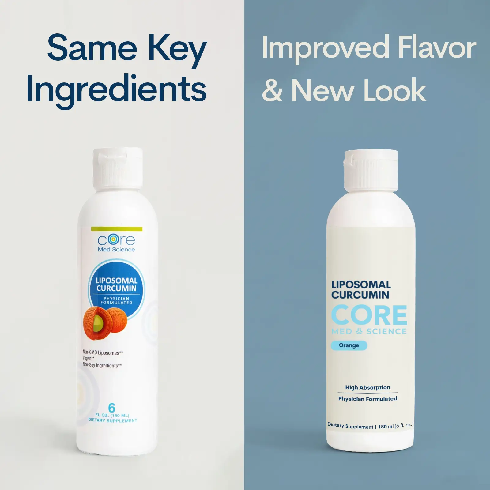 Two Core Med Science Liposomal Curcumin 250 mg liquid bottles, 6 fl oz, orange flavor on Tampa Home & Garden Store