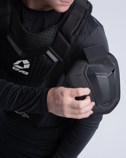 EVS Revo 5 Roost Guard chest protector in black with textured front plates on Tampa Home & Garden Store