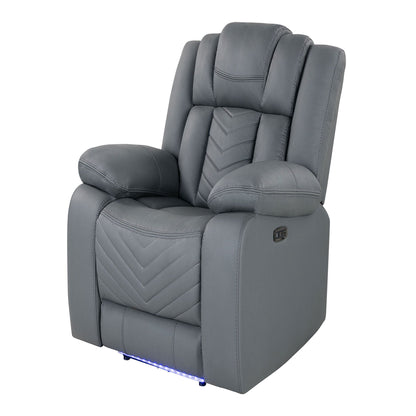 Classic Gray Power Recliner With LED and Storage