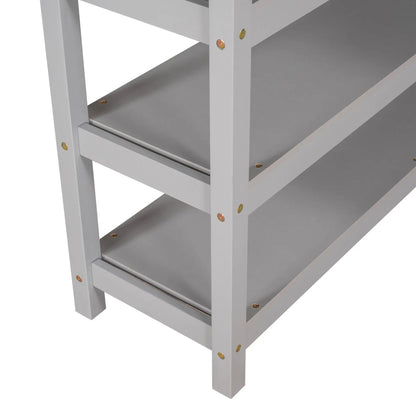 Loft Bed with Storage Shelves and Under Bed Desk