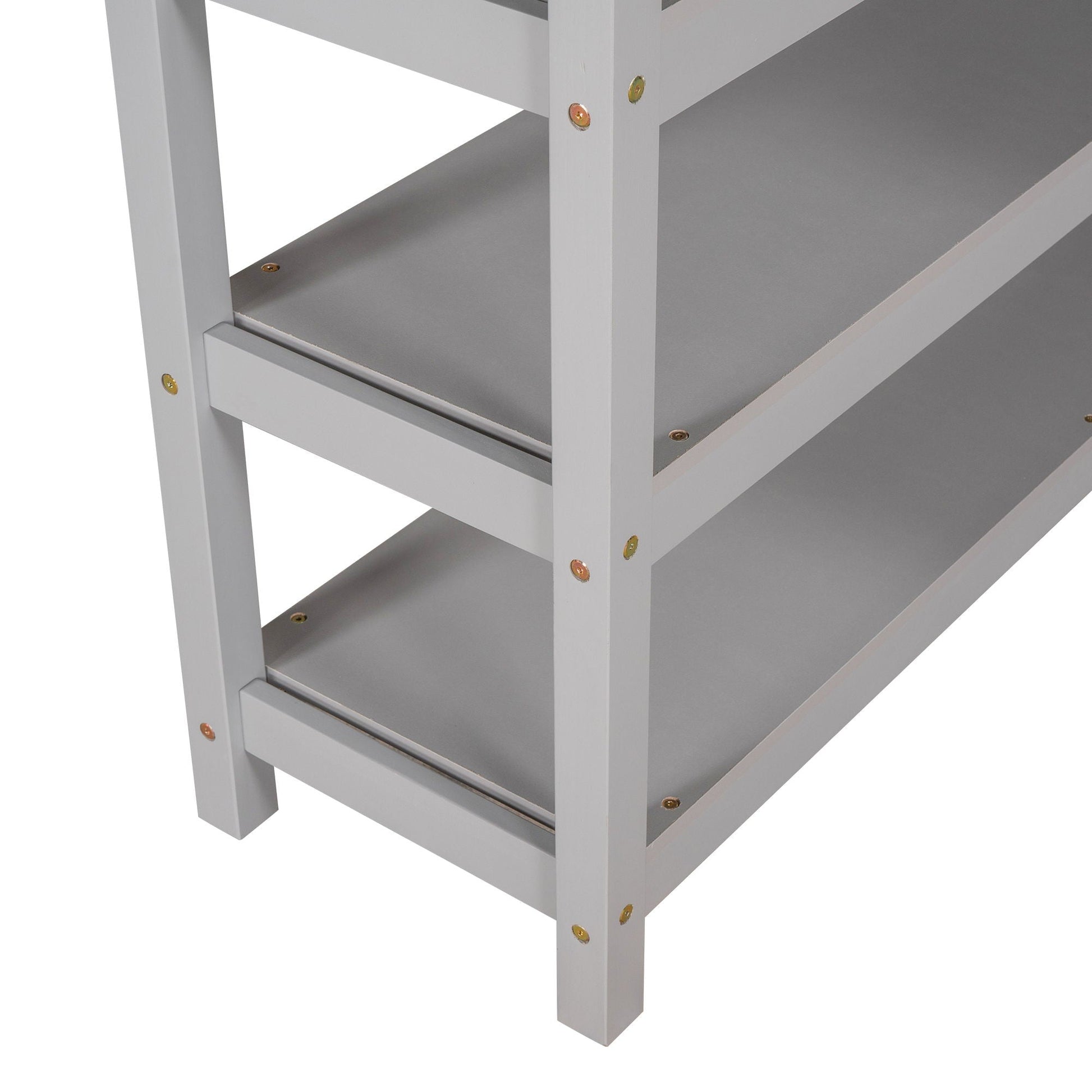 Loft Bed With Storage Shelves And Under Bed Desk in gray finish by HouseOfZazla on Tampa Home & Garden Store