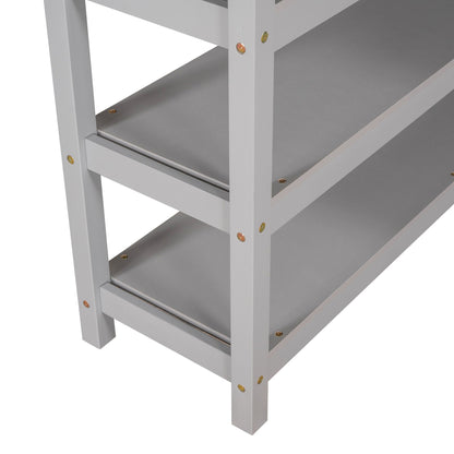 Loft Bed With Storage Shelves And Under Bed Desk in gray finish by HouseOfZazla on Tampa Home & Garden Store