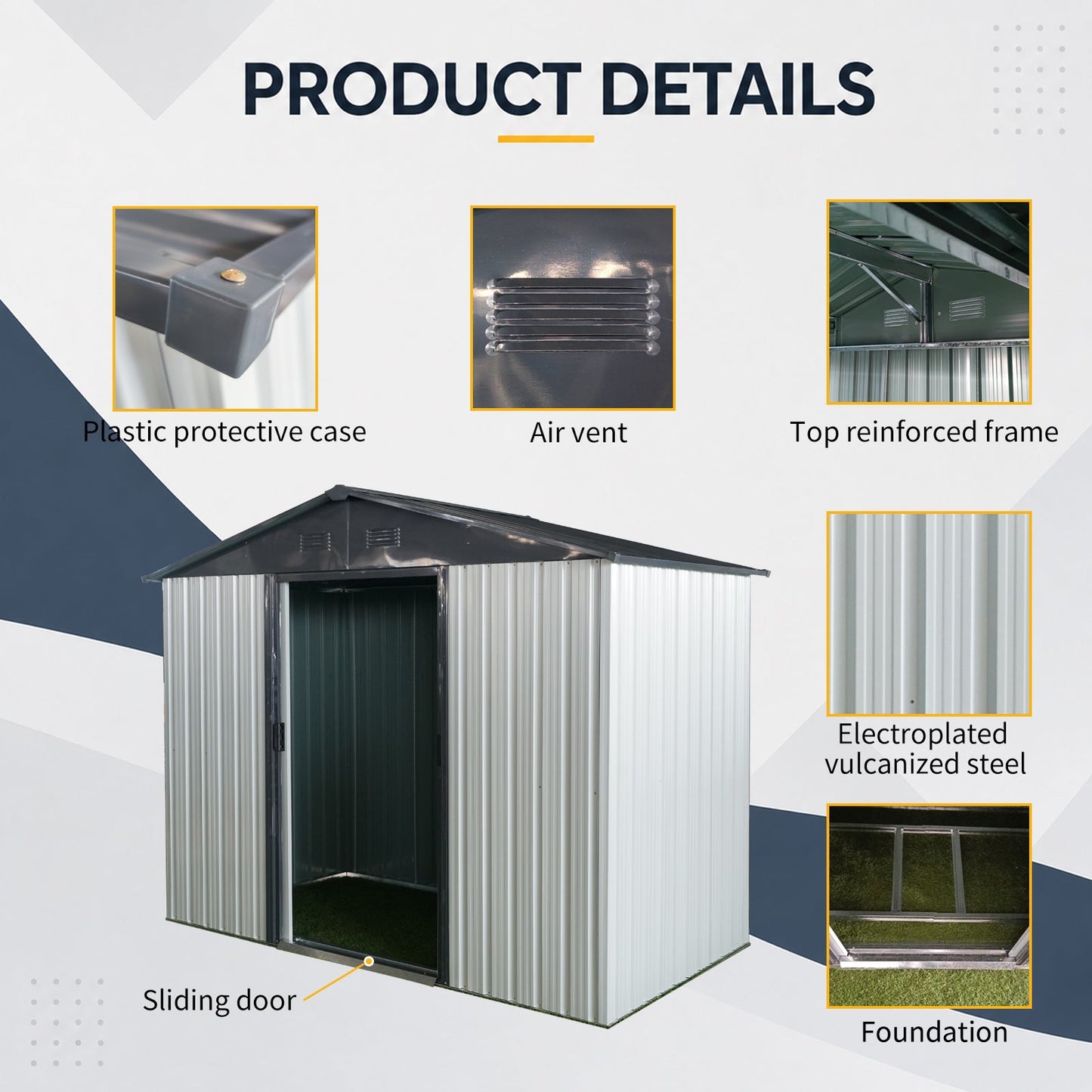 8ft x 4ft outdoor metal storage shed by HouseOfZazla with sliding door and air vent on Tampa Home & Garden Store