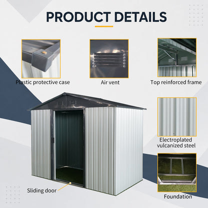 8ft x 4ft outdoor metal storage shed by HouseOfZazla with sliding door and air vent on Tampa Home & Garden Store
