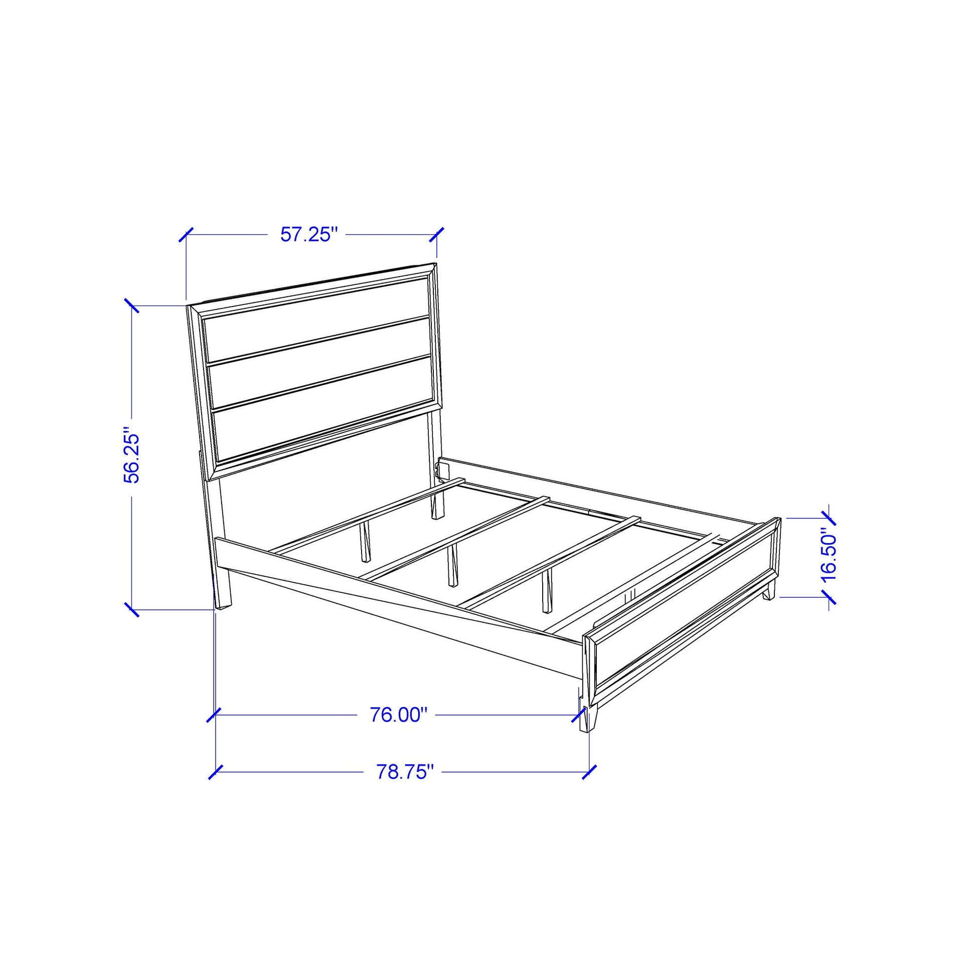 Mirage panel bed frame by HouseOfZazla with headboard and footboard in blueprint illustration on Tampa Home & Garden Store