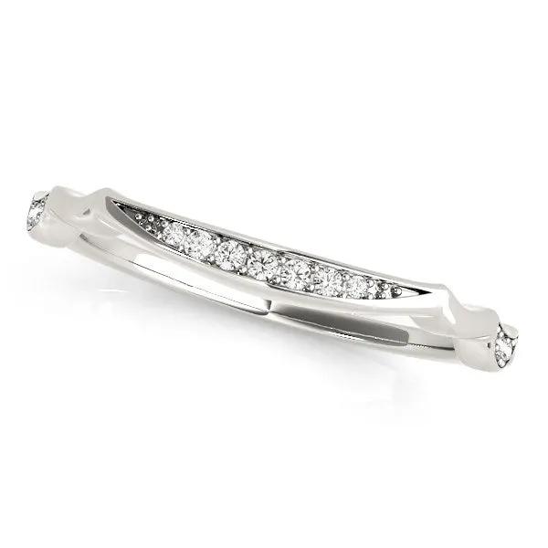 14k white gold graduated diamond wedding band with pavé diamonds along curved top on Tampa Home & Garden Store
