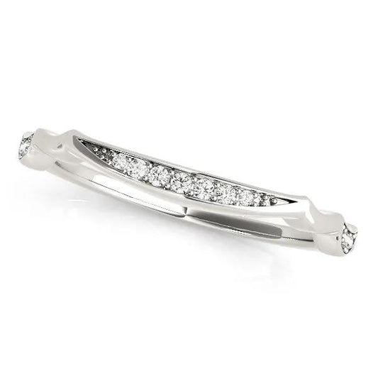 14k white gold graduated diamond wedding band with pavé diamonds along curved top on Tampa Home & Garden Store