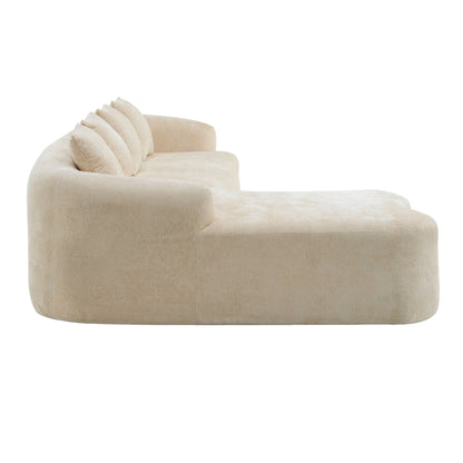 Modular L-Shape Sectional Sofa With Curved Chaise beige fabric by HouseOfZazla on Tampa Home & Garden Store