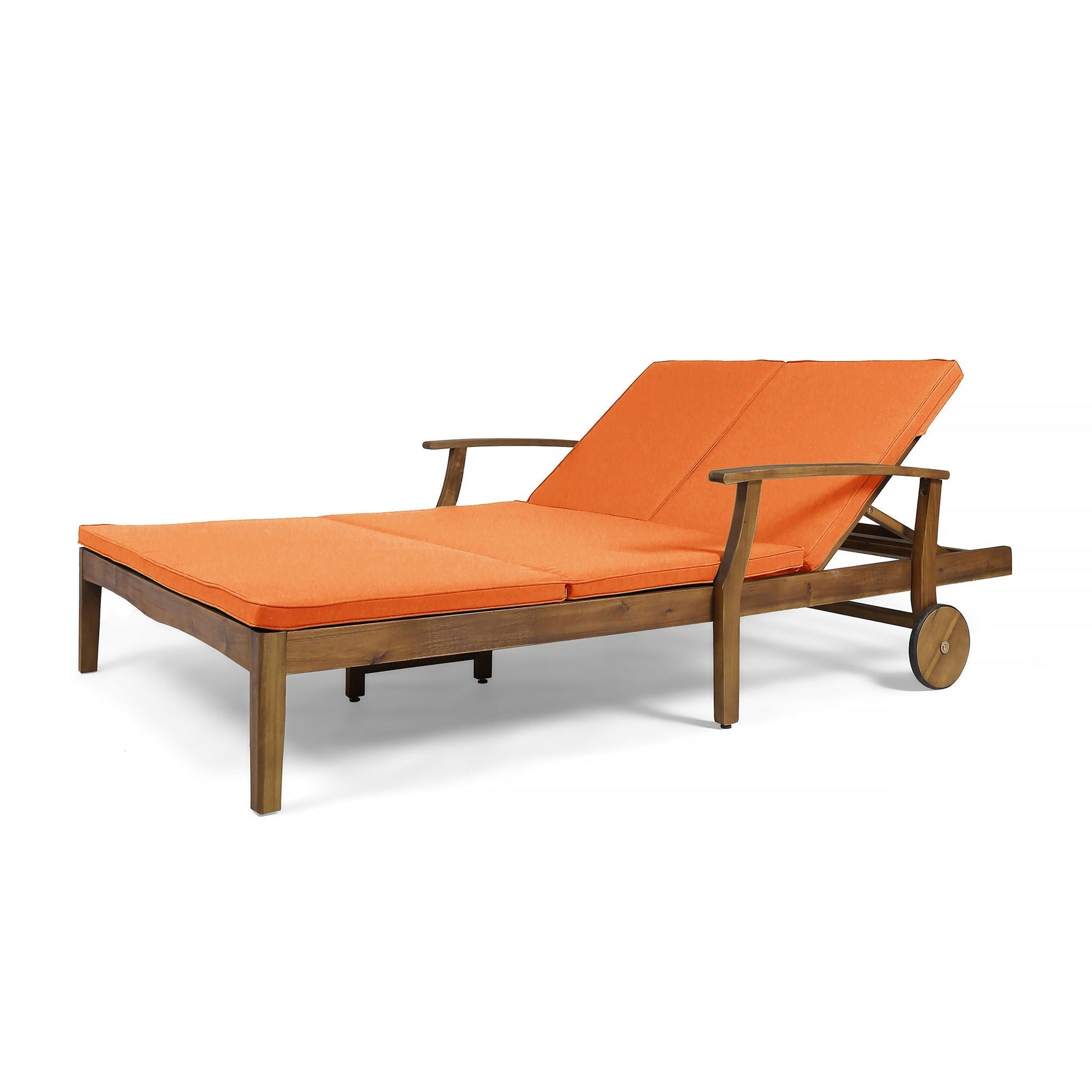 Etherealize Outdoor Adjustable Double Chaise Lounge with orange cushions by HouseOfZazla on Tampa Home & Garden Store