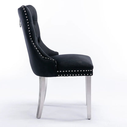 Nikki Contemporary Upholstered Dining Chair set of 2 black velvet with silver nailhead trim on Tampa Home & Garden Store