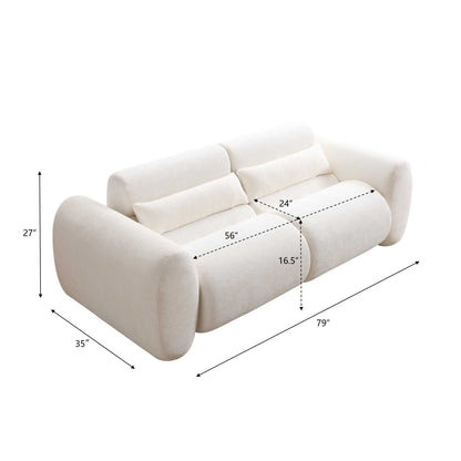 Sofa 79in Round Arm Cloud Curved 3-Seater Chenille Snow by HouseOfZazla on Tampa Home & Garden Store