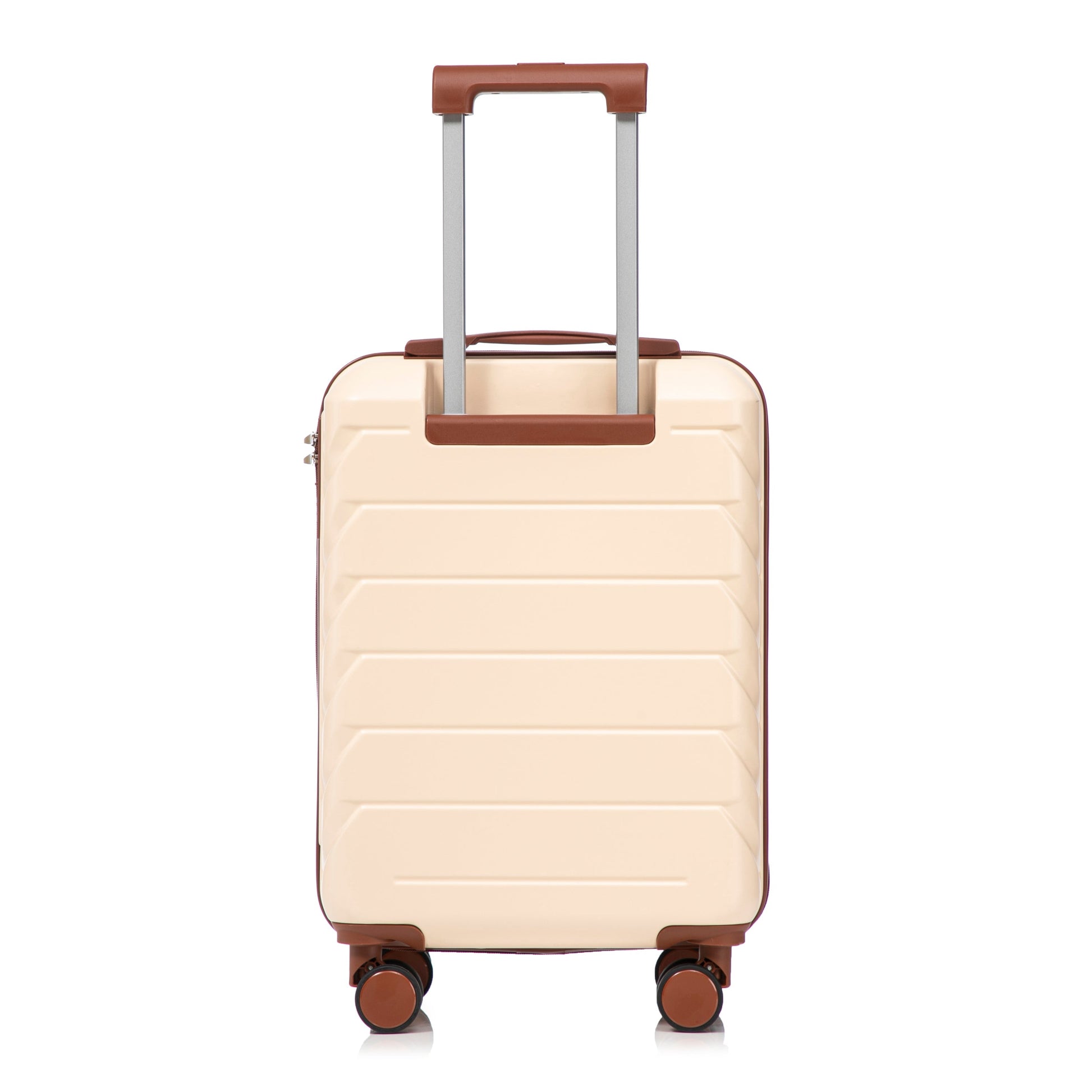2-piece beige ABS spinner luggage set by HouseOfZazla, 14'/20' with brown accents on Tampa Home & Garden Store