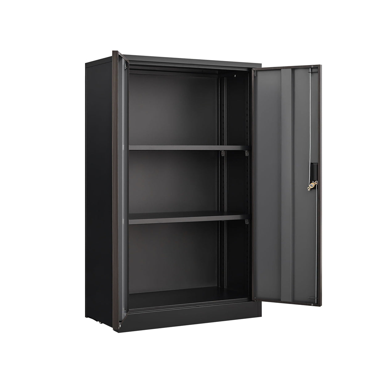 Metal storage cabinet with locking doors and adjustable shelf in black steel on Tampa Home & Garden Store