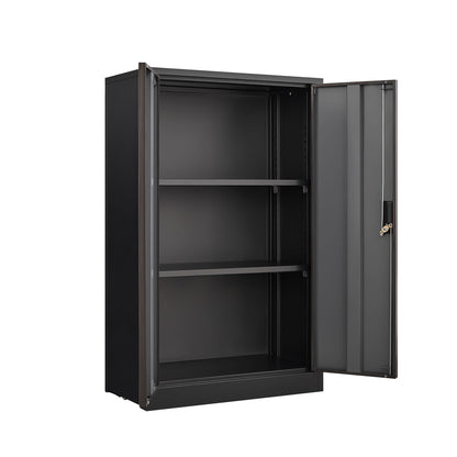 Metal storage cabinet with locking doors and adjustable shelf in black steel on Tampa Home & Garden Store