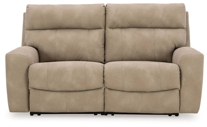 Next-Gen Durapella reclining sectional beige upholstery with padded arms on Tampa Home & Garden Store