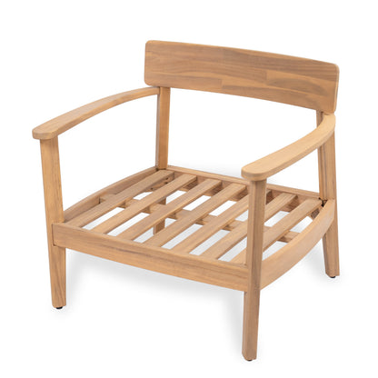 Mallorca acacia wood outdoor club chair with curved arms and slatted seat base on Tampa Home & Garden Store