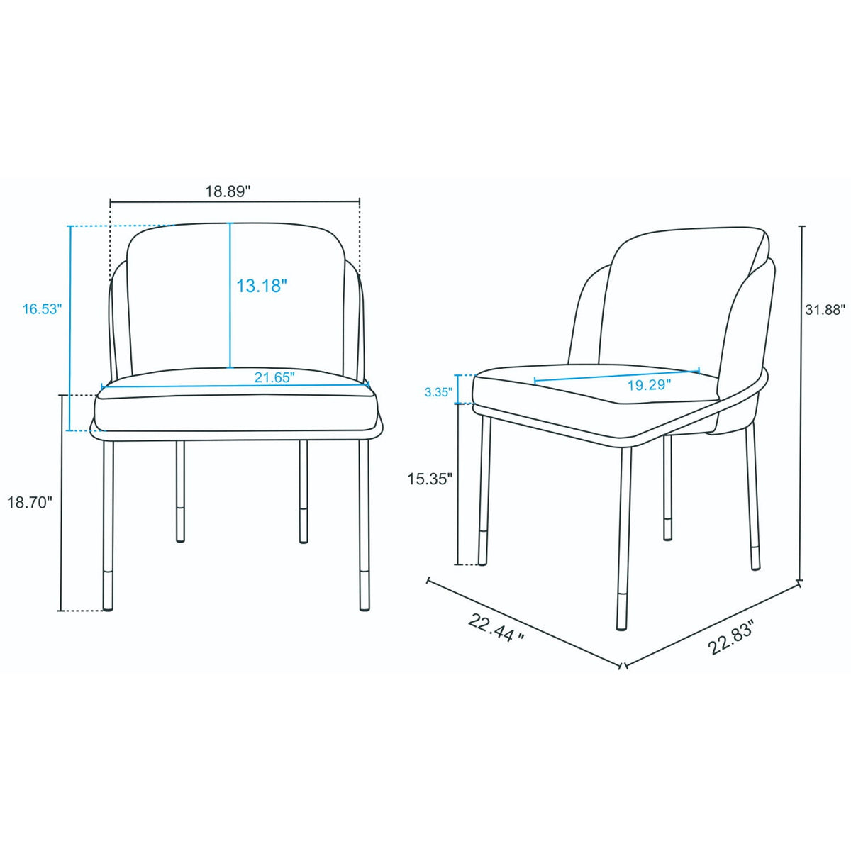 Flor Dining Chair with Twill Weave Upholstery, side chair dimensions beige dark gray black on Tampa Home & Garden Store