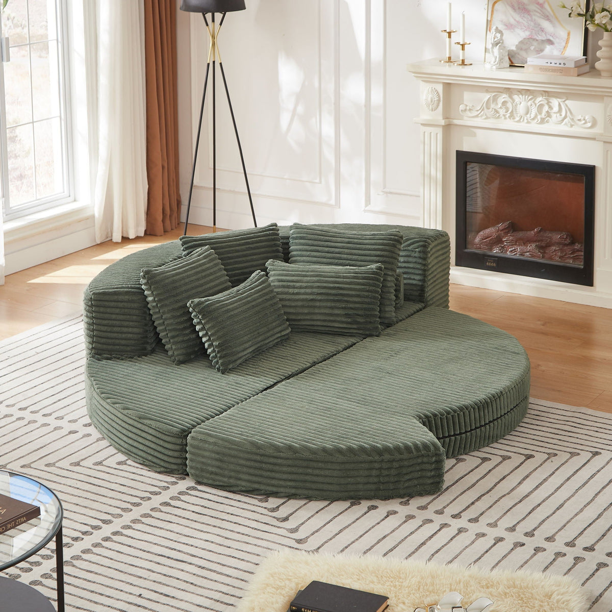 Semi Circular 2 in 1 Sofa Bed with Neck Pillow