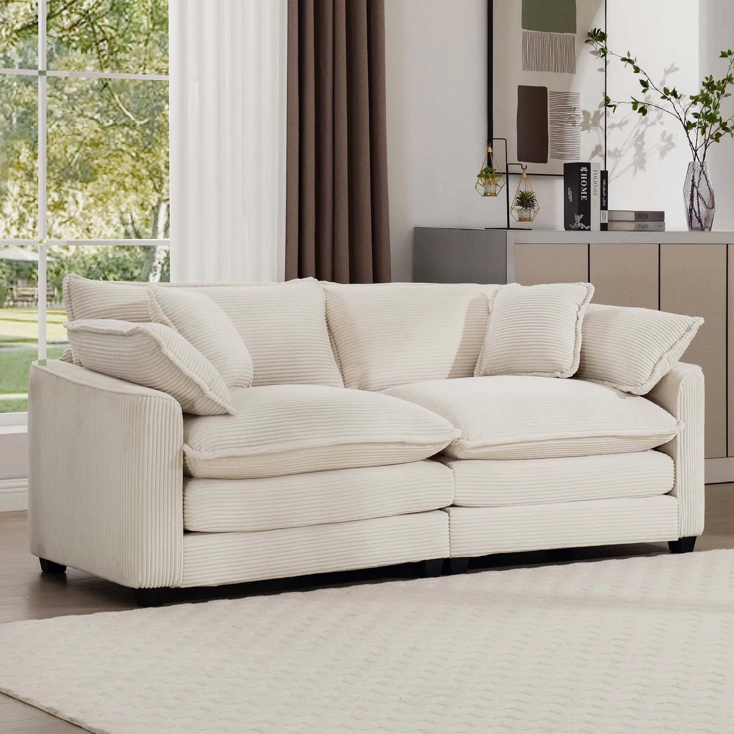 Modern 2 Seater Loveseat with 4 Pillows Elegance