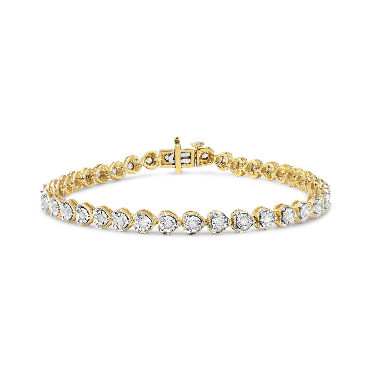 Miracle Set diamond heart-link tennis bracelet 1.0 cttw I-J color gold-tone by Bids.com on Tampa Home & Garden Store