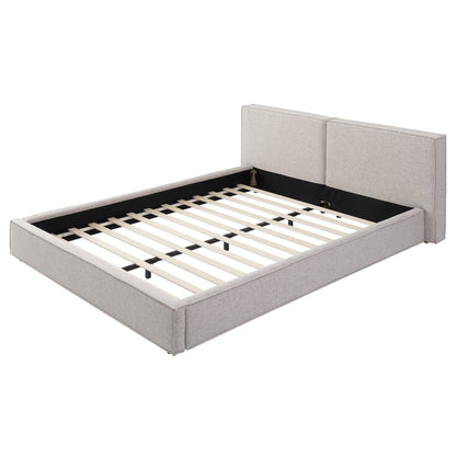 Modern tufted queen upholstered platform bed frame by HouseOfZazla gray fabric slat base on Tampa Home & Garden Store