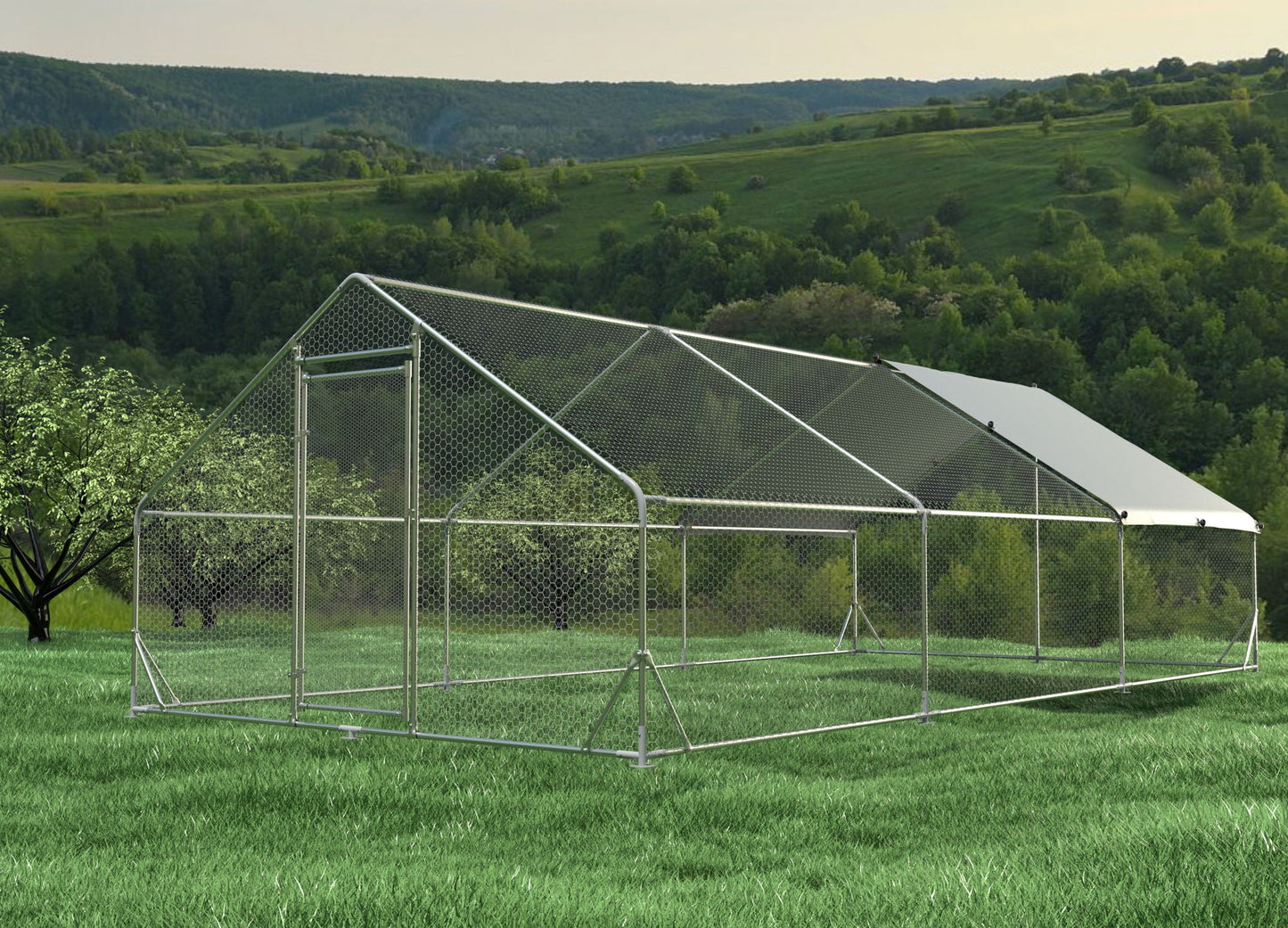 Large Metal Chicken Coop and Waterproof Cover
