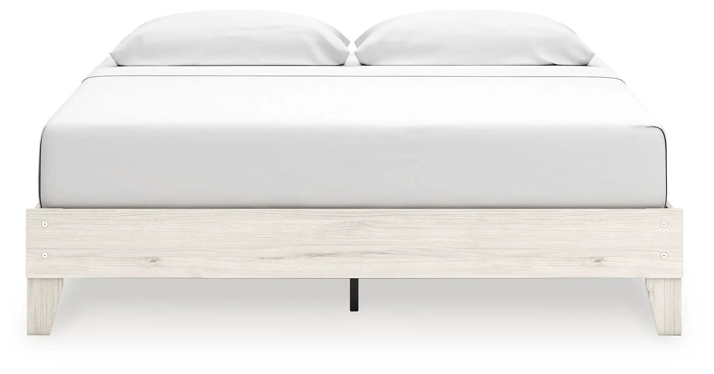 Socalle Platform Bed light wood frame with white bedding by Unique Piece Furniture on Tampa Home & Garden Store