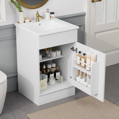 Bathroom vanity with sink by HouseOfZazla, white finish, brass faucet, adjustable shelves on Tampa Home & Garden Store