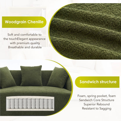 Loveseat sofa olive green chenille, compact design for spaces by Unique Piece Furniture on Tampa Home & Garden Store