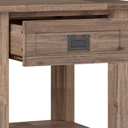 Monroe Solid Acacia Side Table wood grain rustic finish with drawer storage on Tampa Home & Garden Store