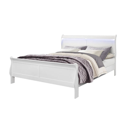 Charlston Bed with LED Lighting, Sleigh Style