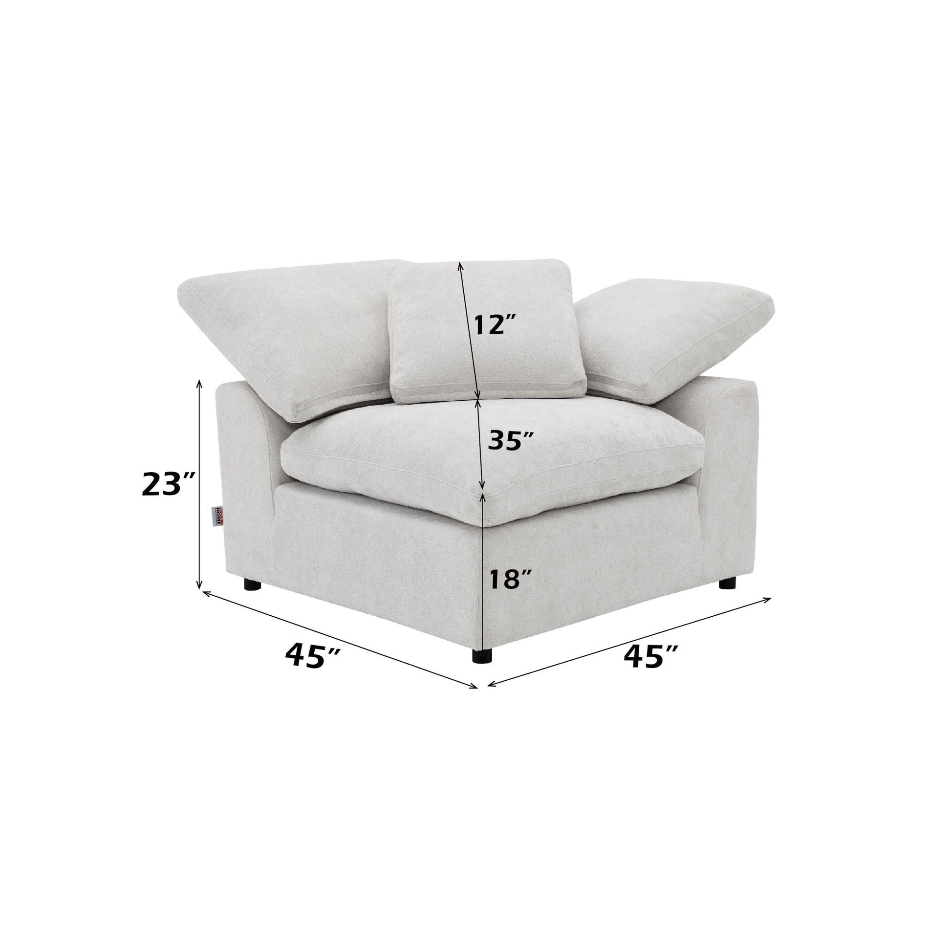 Naveen modular sectional with ottoman, light gray fabric, 2-piece set by HouseOfZazla on Tampa Home & Garden Store
