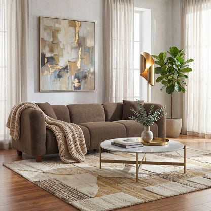 Modern 87 Inch Chenille Sofa by HouseOfZazla with sturdy frame in brown upholstery on Tampa Home & Garden Store