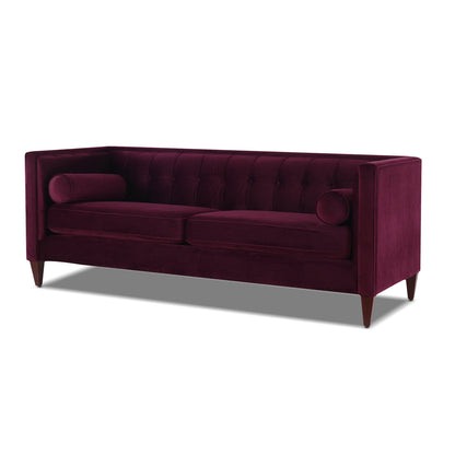 Jack 84in Modern Tuxedo Tufted Sofa Burgundy Velvet by HouseOfZazla on Tampa Home & Garden Store