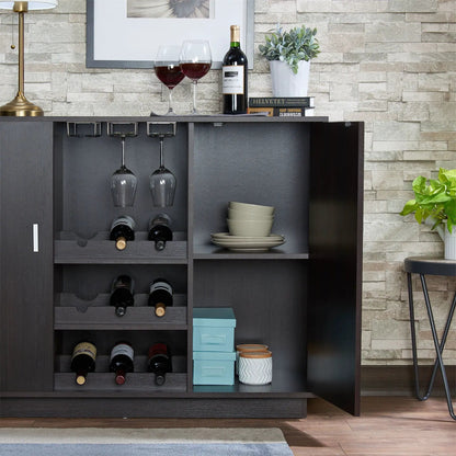 Hazen Wine Cabinet II Espresso With Stemware Rack