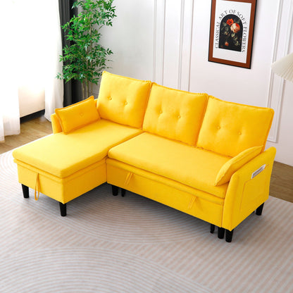 Yellow L-Shaped Reversible Chaise Sectional Sofa With Storage by HouseOfZazla on Tampa Home & Garden Store