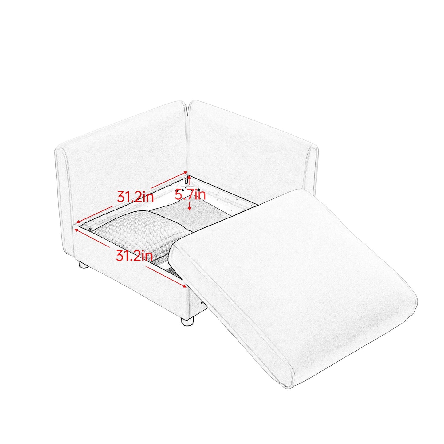 Modern Sofa with Storage and Cylindrical Backrest