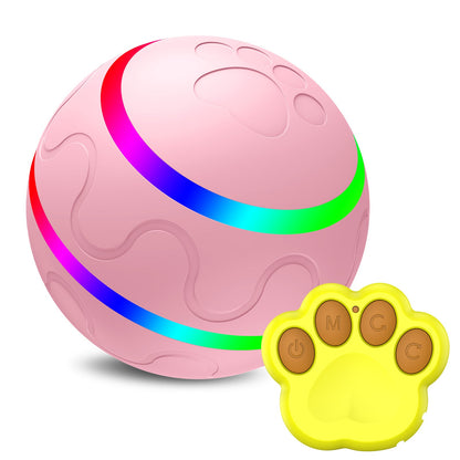 Wicked Ball cat toy set: pink self-rotating ball with rainbow ring and paw remote, 2 pcs on Tampa Home & Garden Store