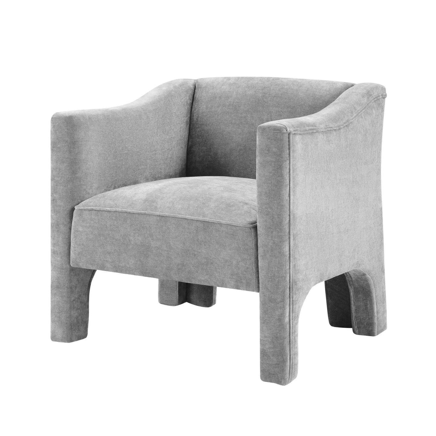 Barrel accent chair with enclosed arms in gray fabric upholstery by Unique Piece Furniture on Tampa Home & Garden Store