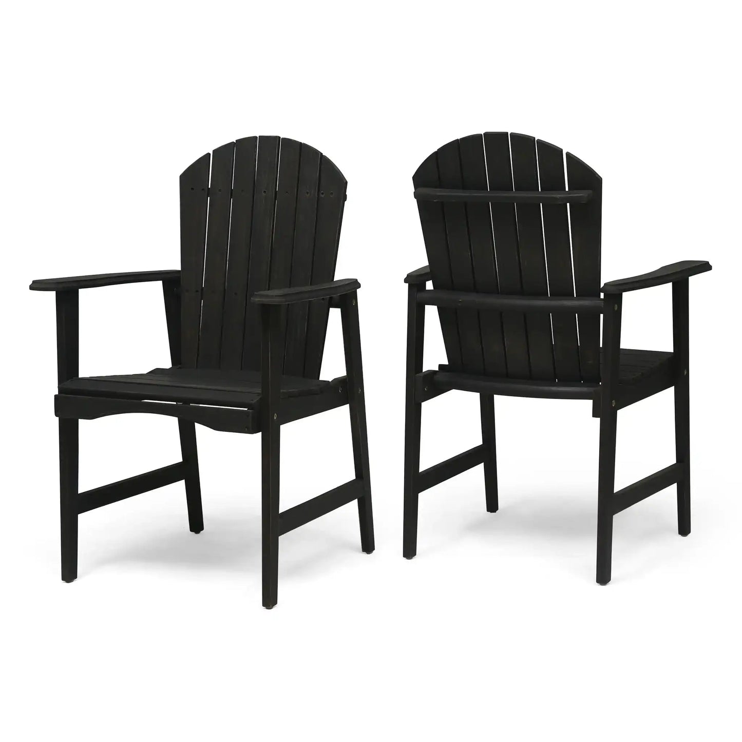 Outdoor weather resistant acacia wood Adirondack dining chairs, black, set of 2 on Tampa Home & Garden Store