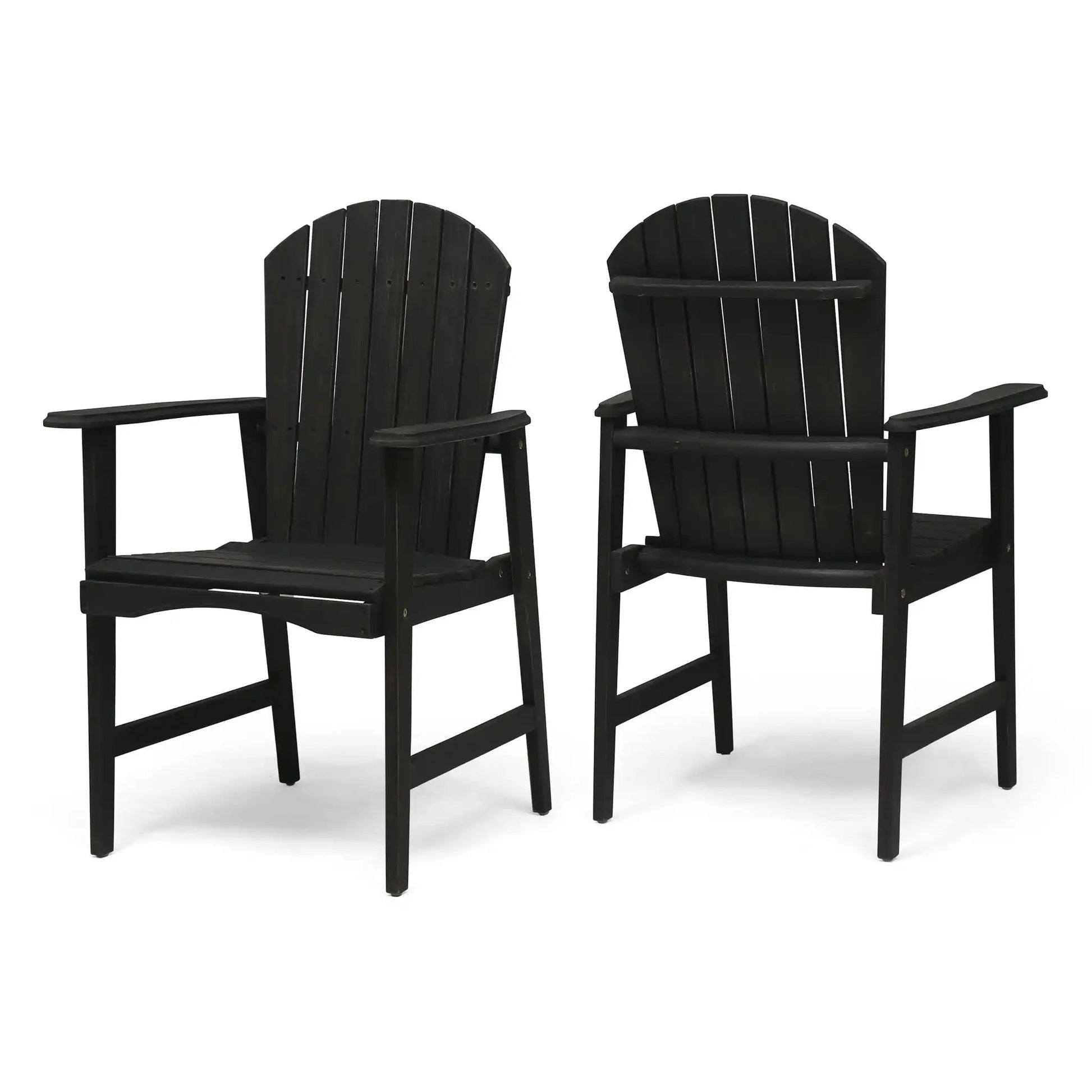 Outdoor weather resistant acacia wood Adirondack dining chairs, black, set of 2 on Tampa Home & Garden Store